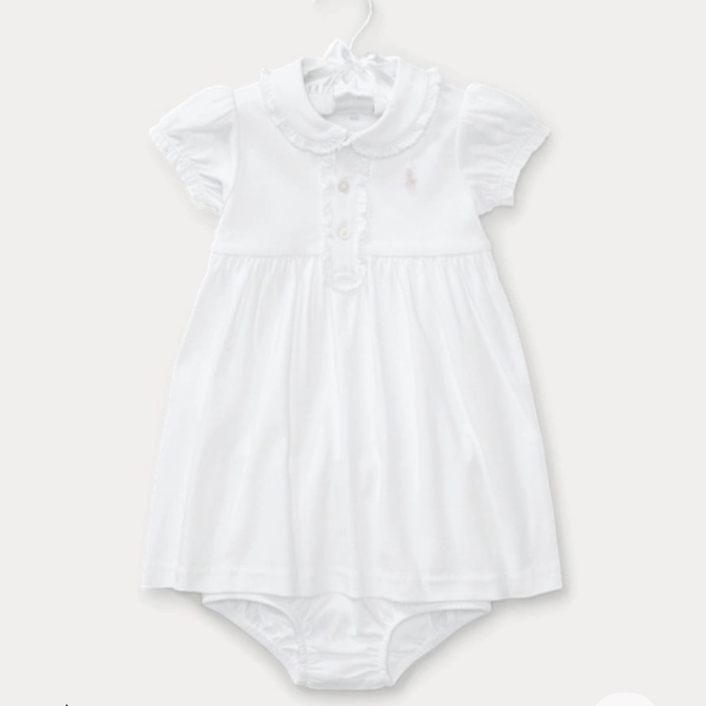 Baby Girl White Infant Baby Polo Dress and Bloomer Set 12 Months Ralph Lauren